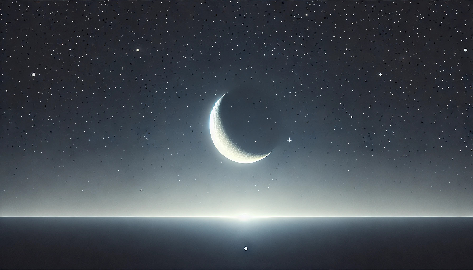 DALL·E 2024 07 14 23.55.01   A minimalist design featuring a lone moon against a dark, star speckled sky. The moon is softly illuminated, creating a calm and serene atmosphere. Th